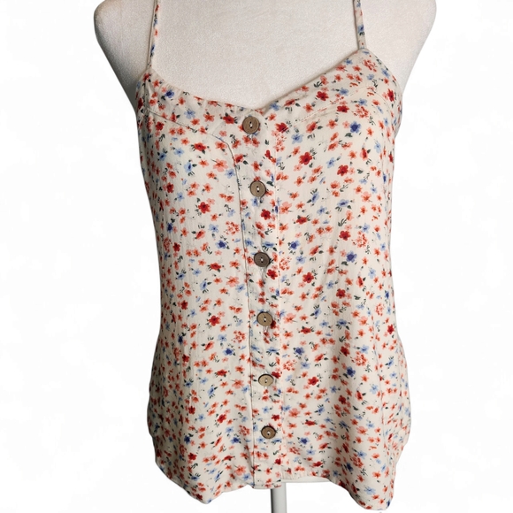 Pink Rose Vibrant Red and Blue Camisole Size: S Cottagecore - Picture 1 of 9